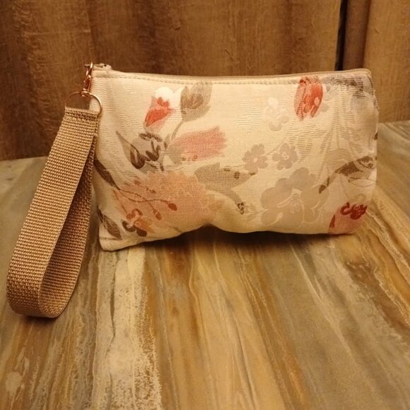 New Zippy Hanging Canvas Wristlet Clutch Pouch Make-up Bag Chevron Pastel Floral - Picture 14 of 16